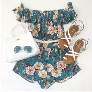 Illa illa blue floral Japanese print two piece set